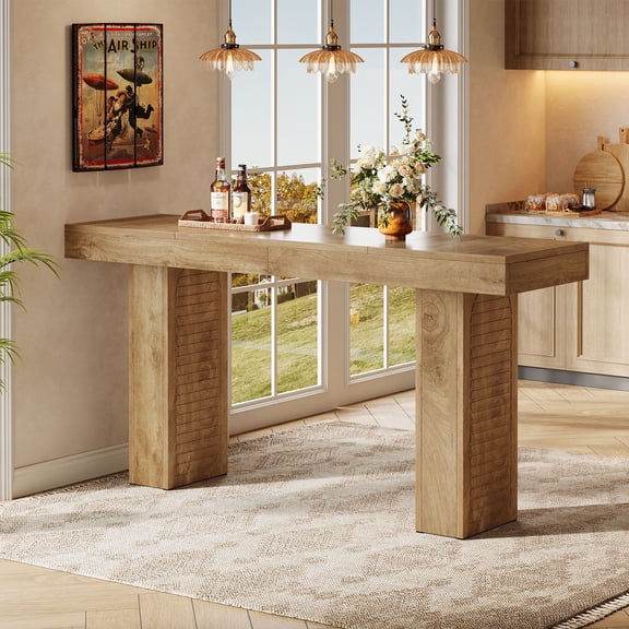 Finmind 70.9" Extra Long Bar Table, Rectangular Counter Height Pub Table for Kitchen Island, Home Bar, Bistro, Brown