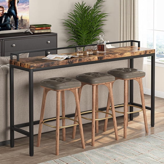 Finmind 70.9 inch Extra Long Sofa Table, Narrow Console Table Behind Couch, Rustic Industrial Entryway Table Skinny Hallway Table for Living Room