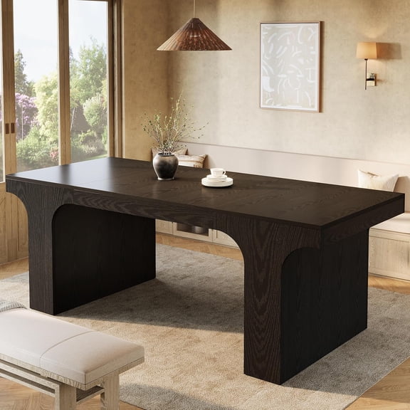 Finmind 71-Inch Large Dining Table for 6-8, Farmhouse Wooden Kitchen Table with Arched Design