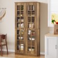 thumbnail image 1 of Finmind 71 Inch Tall Storage Cabinet with Adjustable Shelves, Modern 8 Tier Kitchen Pantry Cabinet with Doors for Living Room, Bathroom, Bedroom, Kitchen, Brown, 1 of 10