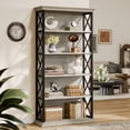thumbnail image 1 of Finmind 71-inch Tall Bookshelf, 6-Tier Industrial Bookshelves and Bookcases, Freestanding Display Shelves for Living Room, Bedroom, Gray & Black, 1 of 7