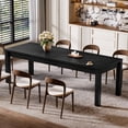 thumbnail image 1 of Finmind 78.74-inch Long Solid Wood Dining Table for 6-8, Farmhouse Kitchen Table with Simple yet Sturdy Legs, for Kitchen, Living Room, Black, 1 of 8