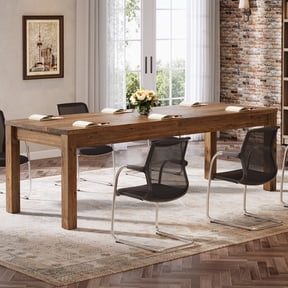 Finmind 78.74-inch Solid Wood Conference Table for 6-8, 6.56 ft Rectangular Meeting Table for Office Conference Room, Brown