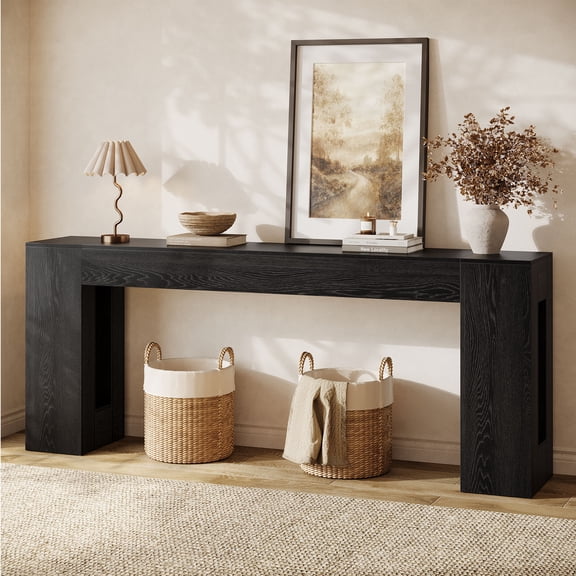 Finmind 79-Inch Extra Long Console Tables for Entryway, Narrow Long Sofa Table Behind Couch, Black