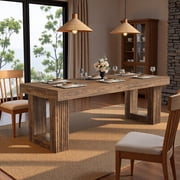 Tribesigns 86.6" Extra Long Dining Table, Rectangular Wooden Farmhouse Table for 2-6 People, Rustic Brown Kitchen Dinner Table for Dining Room, Table Only