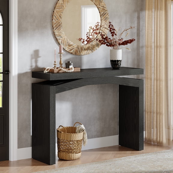Finmind Console Table for Entryway, 39.33-inch  Farmhouse Sofa Console Behind Couch, Small Entry Table for Hallway,  Living Room, Black