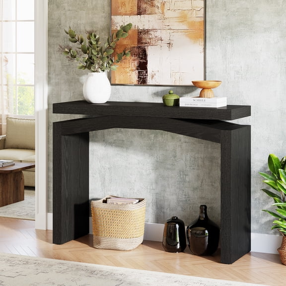 Finmind Console Table for Entryway, 40-inch Farmhouse Sofa Console Behind Couch, Small Entry Table for Hallway, Foyer, Living Room, Black