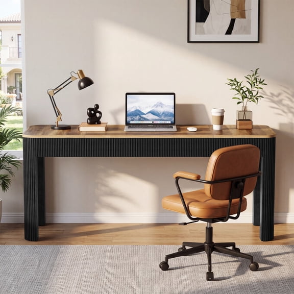 Finmind Double Desk for Two People, 71" Extra Long 2 person desk, Farmhouse Computer Desk with Thick Legs