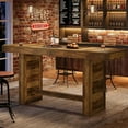 thumbnail image 1 of Finmind Farmhouse Bar Table, 70.9" Rectangular Counter Height Table with Footrest, Extra Long Home Bar Unit for Kitchen & Dining Room, Brown, 1 of 7