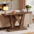 thumbnail image 1 of Finmind Farmhouse Console Table, 55-Inch Sofa Table Behind The Couch with Geometric Base, Skinny Entryway Table for Entrance, Living Room, Hallway, Foyer, Rustic Brown, 1 of 8