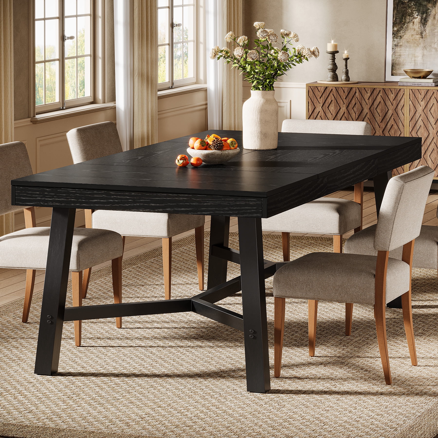 Finmind Farmhouse Dining Table for 6-8 , 70.9-inch Rectangle Table with ...