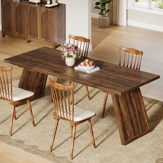 Finmind Farmhouse Dining Table for 6-8 People, 70.87 Inch Rectangular ...