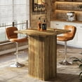 thumbnail image 1 of Finmind Farmhouse Square Bar Table, 31 inch Counter Height Pub Table with Geometric Texture and Stable Base for Dining Room, Home Kitchen, Rustic Brown, 1 of 9