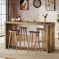 thumbnail image 1 of Finmind Home Bar Unit, 55.12-Inch Bar Table with a Spacious Tabletop, Modern Freestanding Mini Bar for Home Kitchen, Brown, 1 of 8