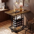 thumbnail image 1 of Finmind Kitchen Island with 3 Shelves, 39.4 Inches Width Kitchen Shelf with Large Worktop, Glass Holder, Wine Rack, Stable Metal Frame, Rustic Brown and Black, 1 of 11