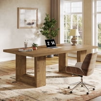 Finmind Large Executive Desk, 62.99-inch Home Office Desk, Rectangular Computer Table for Home Office, Study Room, Brown