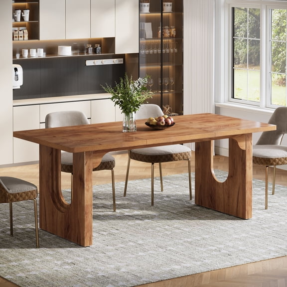 Finmind Modern Dining Table for 6 to 8 People, 70.9" Long Rectangular Kitchen Table with Spacious Tabletop and Sturdy Heavy Duty Legs for Dining Room, Brown