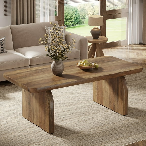 Finmind Rectangle Coffee Table, 47-Inch Wood Living Room Table, Easy Assembly