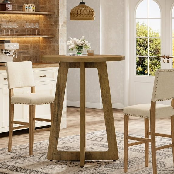 Finmind Round Bar Table, 40.15"H Counter Hight Pub Table for Small Bars, Bistro, Living Room ...