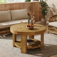 thumbnail image 1 of Finmind Round Coffee Table, 31.5" Farmhouse Solid Wood Coffee Table with Storage, 1 of 6