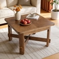 thumbnail image 1 of Finmind Solid Wood Coffee Table for Living Room, Mid-Century Modern Accent Center Table with Sturdy Cross-Braced Legs for Small Space, Warm Brown, 1 of 8