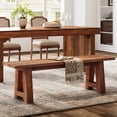 thumbnail image 1 of Finmind Solid Wood Dining Bench with A-Shaped Legs, 55.12-inch Farmhouse Kitchen Bench for Kitchen, Dining Room, Living Room, Brown, 1 of 8