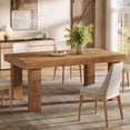thumbnail image 1 of Finmind Solid Wood Dining Table for 4-6, Farmhouse Wood Long Rectangle Kitchen Table, Brown, 1 of 7
