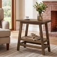 thumbnail image 1 of Finmind Solid Wood End Table, 2-Tier Narrow Side Table with a-Frame for Small Spaces, Farmhouse Rustic Style, Living Room or Bedroom, 1 of 11