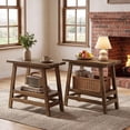 thumbnail image 1 of Finmind Solid Wood End Table Set of 2, 2-Tier Narrow Side Table with a-Frame for Small Spaces, Farmhouse Rustic Style, Living Room or Bedroom, 1 of 12