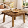 thumbnail image 1 of Finmind Solid Wood Square Coffee Table, 31.5-Inch Farmhouse Center Table with Rounded Corners, for Living Room, Office, Apartment, Small Places, Easy Assembly, Rustic Brown, 1 of 11