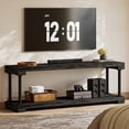 thumbnail image 1 of Finmind Solid Wood TV Stand for 75-inch TV, 63" Entertainment Center with Storage Shelf, Industrial Media Console Table for Bedroom, Black, 1 of 8