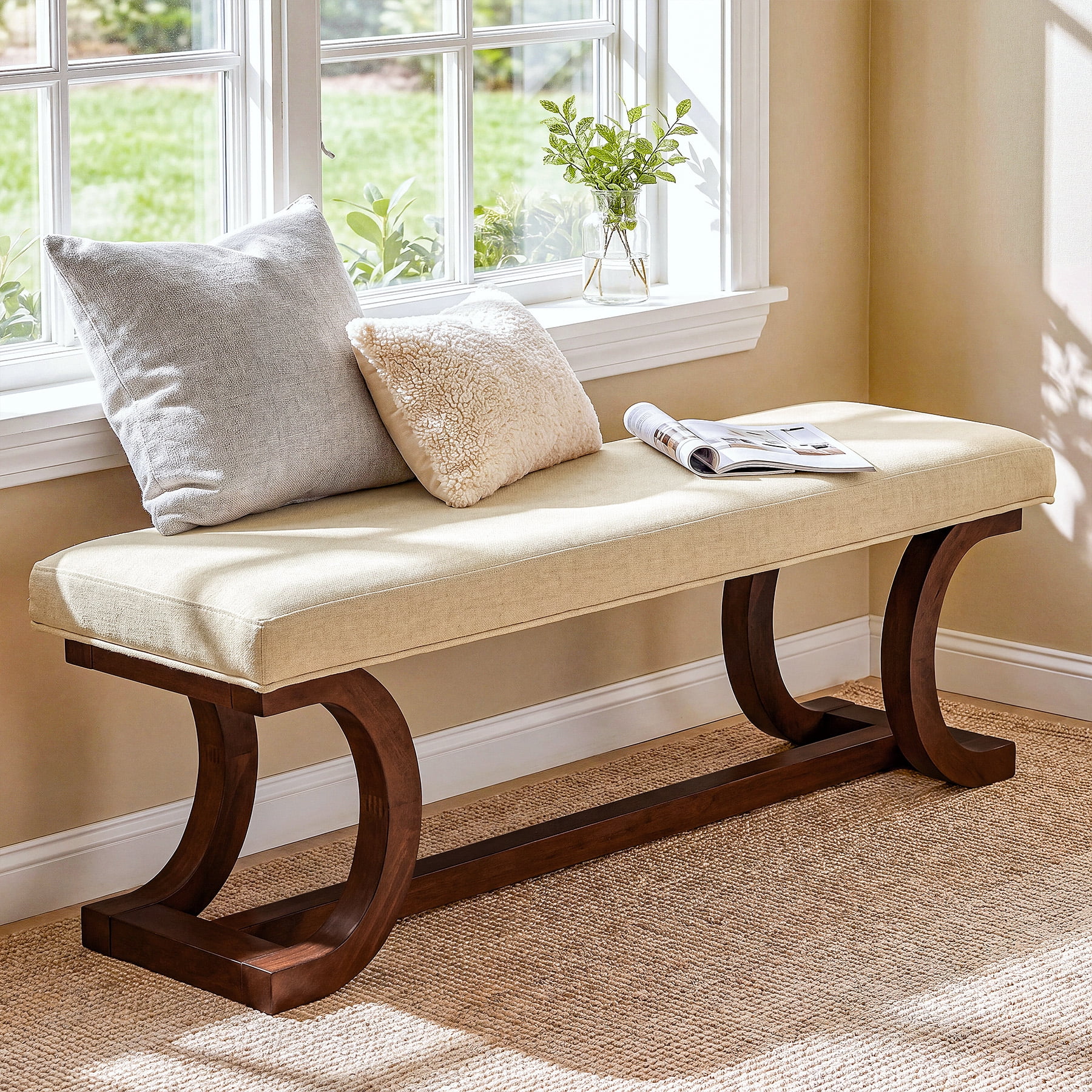 Small Entryway Accent Bench Vintiquewise 46'' Wooden Bench