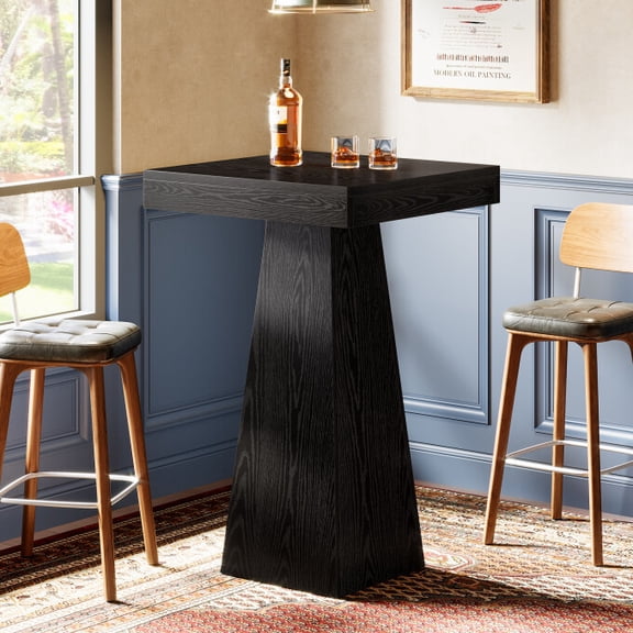 Finmind Square Bar Table, 39.96" High Top Pub Table for Small Space, Dining Room, Coffee Shop (Black)