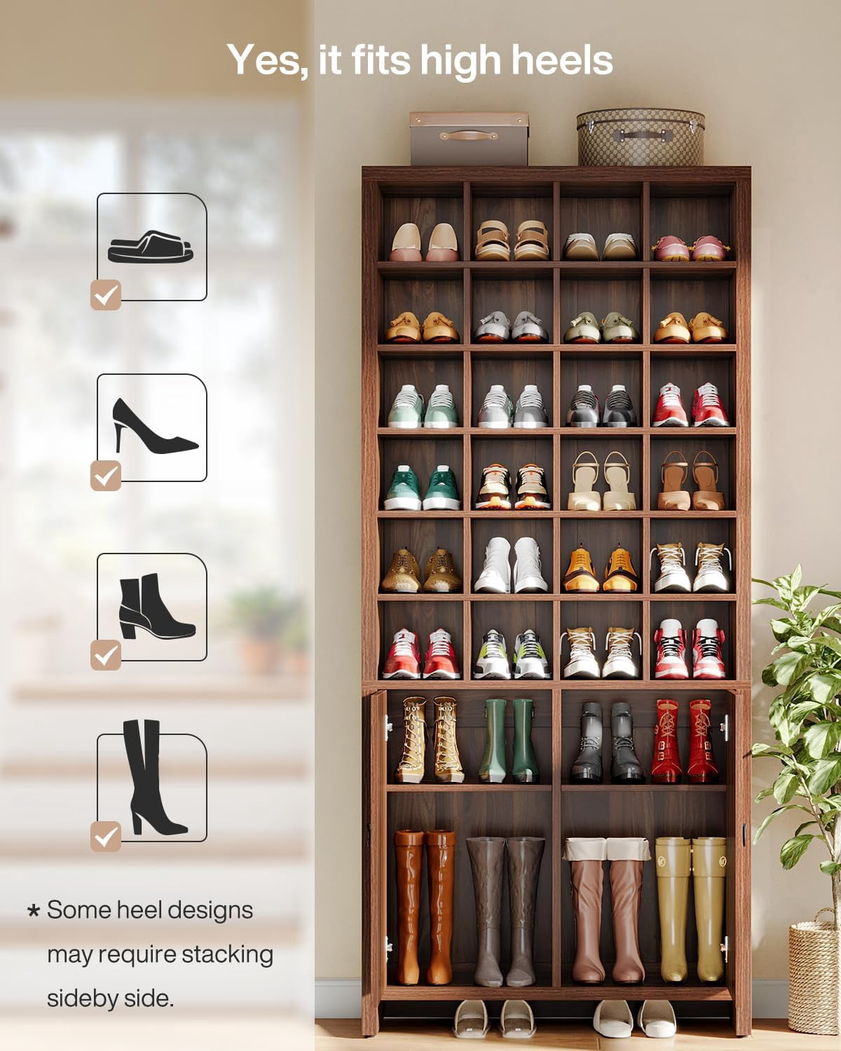 Shoe Rack Cubbies Finmind Wood Shoe Rack with 24 Cubbies, Wood Entryway Shoe Organizer ...