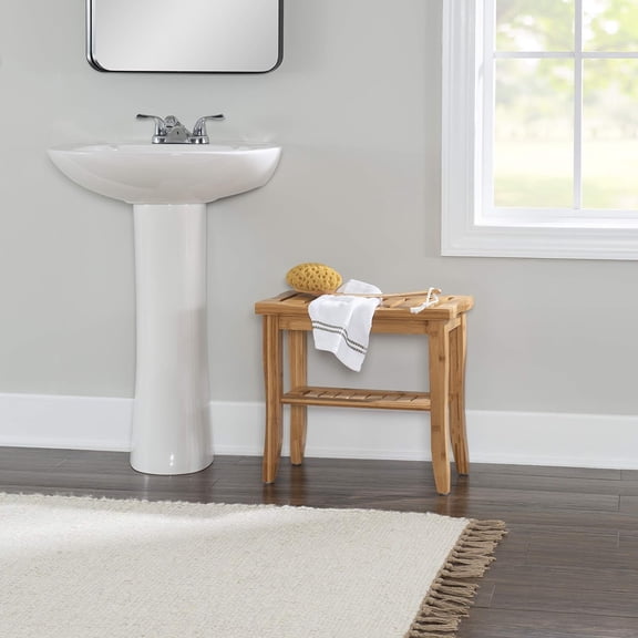 Finn Bamboo Bathroom Stool, Brown