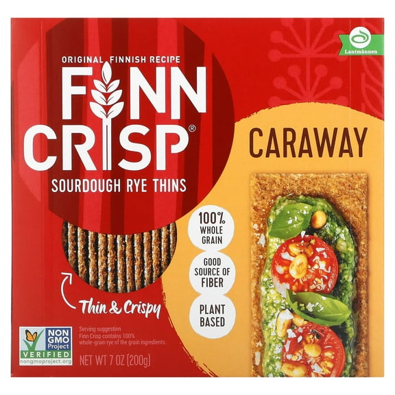 Finn Crisp, Sourdough Rye Thins, Caraway , 7 oz Pack of 4