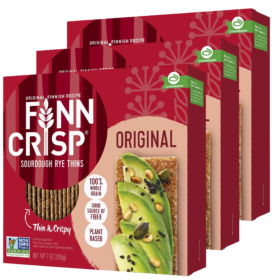 Finn Crisps Original Rye Crispbread 7oz Thin, Crispy Rye Flatbread