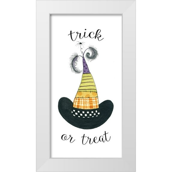 Finn, Livi 11x18 White Modern Wood Framed Museum Art Print Titled - Trick or Treat Hat
