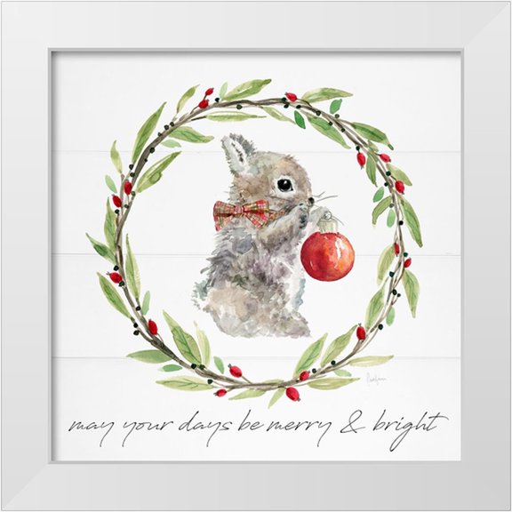 Finn, Livi 12x12 White Modern Wood Framed Museum Art Print Titled - Farmhouse Christmas Bunny