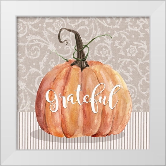 Finn, Livi 12x12 White Modern Wood Framed Museum Art Print Titled - Grateful Pumpkin