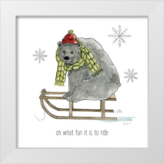 Finn, Livi 12x12 White Modern Wood Framed Museum Art Print Titled - Simple Winter Pleasures Bear