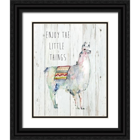 Finn, Livi 12x14 Black Ornate Wood Framed with Double Matting Museum Art Print Titled - Llama Little Things
