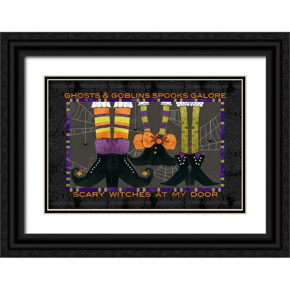 Finn, Livi 14x11 Black Ornate Wood Framed with Double Matting Museum Art Print Titled - Ghosts And Goblins Mat