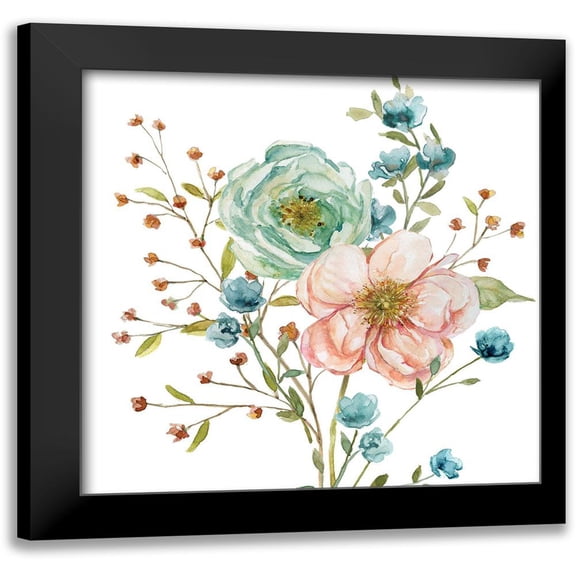 Finn, Livi 20x20 Black Modern Framed Museum Art Print Titled - Dainty Peaches and Cream II