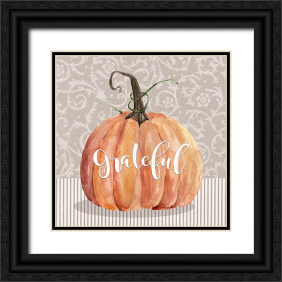 Finn, Livi 20x20 Black Ornate Wood Framed with Double Matting Museum Art Print Titled - Grateful Pumpkin