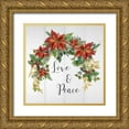 thumbnail image 1 of Finn, Livi 20x20 Gold Ornate Wood Framed with Double Matting Museum Art Print Titled - Holiday Poinsettia Love And Peace, 1 of 4
