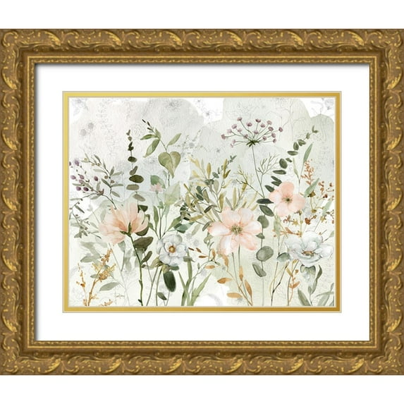 Finn, Livi 32x26 Gold Ornate Wood Framed with Double Matting Museum Art Print Titled - Botanical Sketchbook Floral III