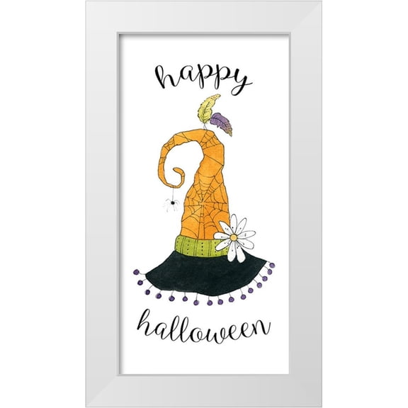 Finn, Livi 9x14 White Modern Wood Framed Museum Art Print Titled - Happy Halloween Hat
