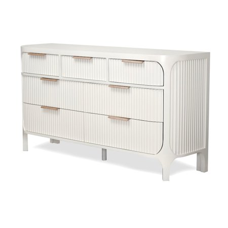Finn & Louise Genevie Reed 7-Drawer Solidwood Dresser Timeless Clean White Finsh