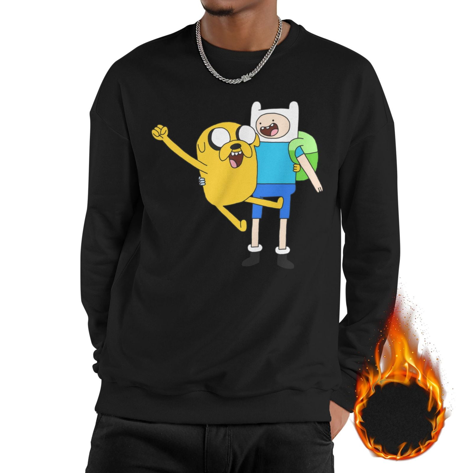 Finn The Human Men Crewneck Sweatshirt Thick Loose fit Soft Basic Pullover Sweatshirt Men s Fleece Crew neck Hoodie Walmart